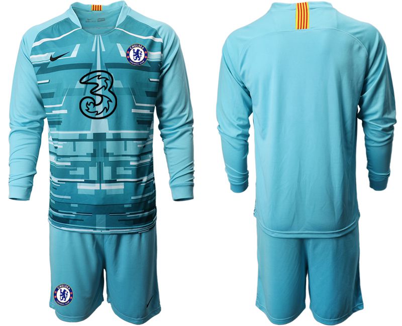 Men 2020-2021 club Chelsea lake blue long sleeve goalkeeper Soccer Jerseys1->chelsea jersey->Soccer Club Jersey
